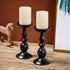 2 Pcs Black Pillar Candle Holders, Most Ideal for 3" Pillar Candles, Gifts for Wedding, Party, Home, Spa, Reiki, Votive Candle (2 x L)