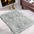 Carvapet Fluffy Shaggy Soft Faux Sheepskin Fur Area Rugs Floor Mat Chair Sofa Cover Beside Carpet for Bedroom Living Room 2x3 ft Rectangle, White with Black Tips