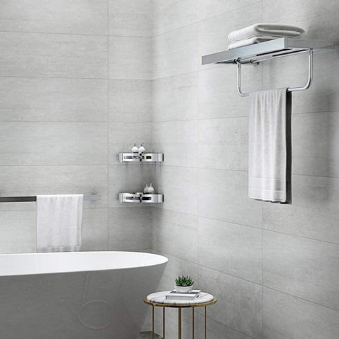 Winmien 2 Pack Bathroom Corner Shelf, SUS 304 Stainless Steel Wall Mounted Shower Corner Caddy with Adhesive, No Drilling, No Rust, Storage Organizer for Dorm, Toilet and Kitchen (Silver)