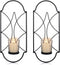 Sziqiqi Metal Wall Sconce Candle Holder Decor Set of 2 Wall Mounted Candle Sconces Holders with Glass, Candle Sconces Holder for Wall, Home Wall Art for Living Room Fireplace Yard Pathway, Black