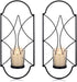 Sziqiqi Metal Wall Sconce Candle Holder Decor Set of 2 Wall Mounted Candle Sconces Holders with Glass, Candle Sconces Holder for Wall, Home Wall Art for Living Room Fireplace Yard Pathway, Black