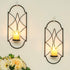 Sziqiqi Metal Wall Sconce Candle Holder Decor Set of 2 Wall Mounted Candle Sconces Holders with Glass, Candle Sconces Holder for Wall, Home Wall Art for Living Room Fireplace Yard Pathway, Black