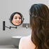 Wall-Mounted Makeup Mirror Black 10 Times Magnification Makeup Mirror can Move up and Down 8 inch Bathroom Double-Sided Makeup Mirror 360 Degree Rotating Telescopic Folding Without Dead Ends