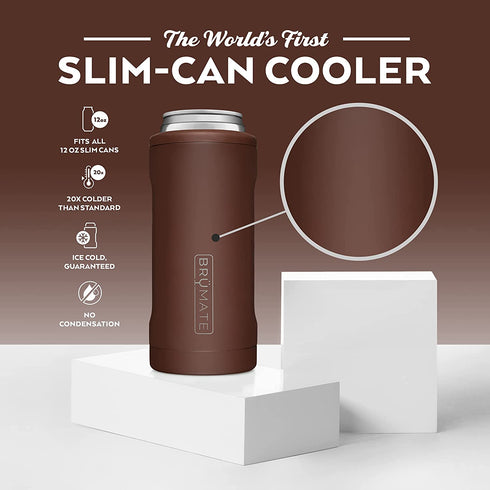 BrüMate Hopsulator Slim Double-walled Stainless Steel Insulated Can Cooler for 12 Oz Slim Cans (Matte Pecan)