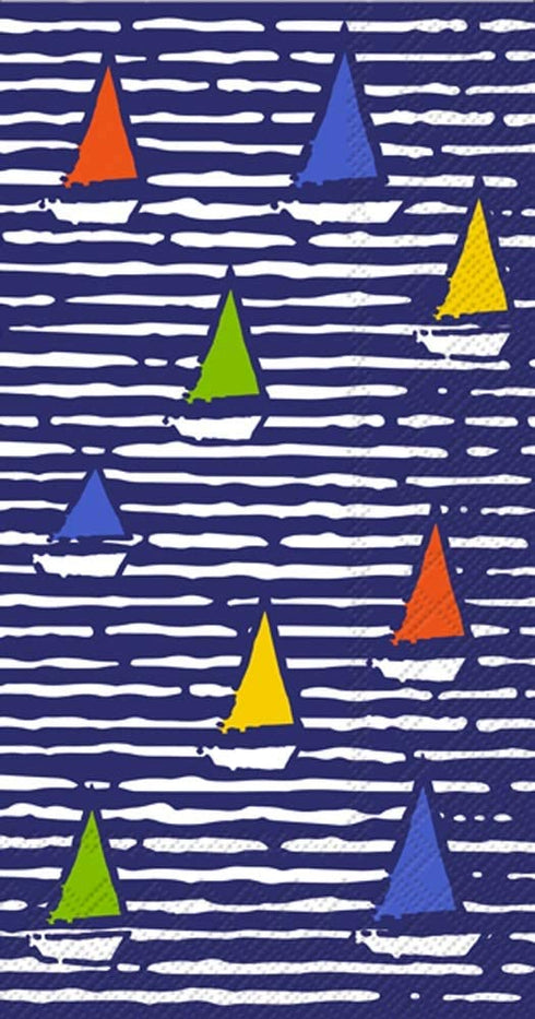 Boston International Hand Towels, Decorative Paper Guest Towels for Bathroom or Paper Napkins Dinner Napkins Beach Bathroom Decor Boats Pak 32, blue