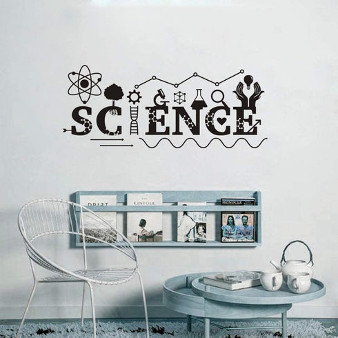 Wall Decal Science Art Chemisty Wall Sticker for School Laboratory Home Decal for Teachers Children Room Decor DW2960 (Black, 17X40inch)
