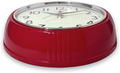 Westclox Retro 1950 Kitchen Wall Clock, 9.5-Inch, Red