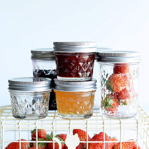 Tebery 12 Pack Mason Jars Canning Jars 12 OZ Jelly Jars With Regular Lids and Bands For Canning, Freezing, Preserving, Beverages & Jar Deco (4oz&8oz)