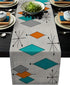 Vandarllin Cotton Linen Gray Table Runner Dresser Scarves Retro Modern Mid Century Geometric Non-Slip Burlap Rectangle Table Setting Decor for Wedding Party Holiday Dinner Home (13x70 inches Long)