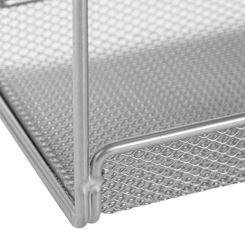 Easepres File Organizer Mesh 5-Tier Black Hanging File Organizer Vertical Holder Rack for Office Home, Silver