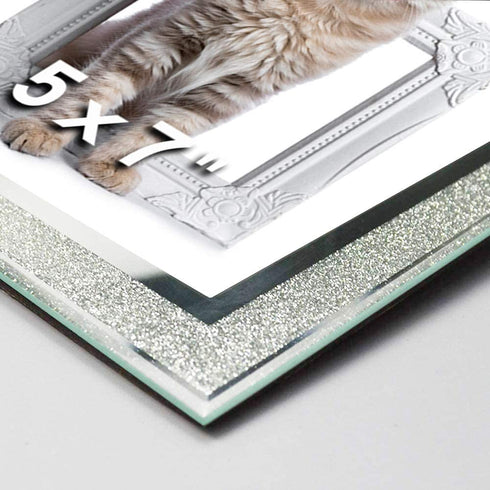 5x7 Glass Picture Frame Sparkle Mirror Edge Photo Frame for Tabletop Set of 2