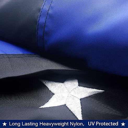 VSVO Thin Blue Line American Police Flag 4x6 ft - Embroidered Stars and Sewn Stripes with Grommets Black White and Blue USA Flags