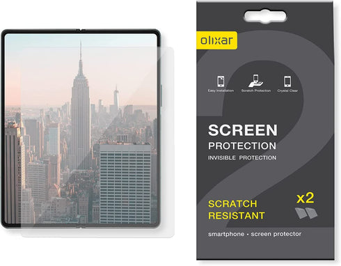 Olixar Screen Protector for Samsung Galaxy Z Fold 3, Film - Reliable Protection, Supports Device Features - Full Video Installation Guide, Screen Protector for Z Fold3 5G (2021) - ?2 Pack