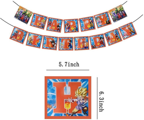 50Pcs Dragon Ball GT Party Decorations,Dragon Ball Party Banner,Super Saiyan Foil Balloon,Dragon Ball Latex Balloon,Dragon Ball Cupcake Topper and Dragon Cake Topper,Goku Party Supplies for kid's