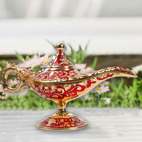AZLACO Classic Luxury Aladdin Magic Lantern lamp Red Genie of The lamp Pot Alloy Table Decoration Gift and Present not a Real lamp, but Much Better Than Real a lamp Decorative Gifts only