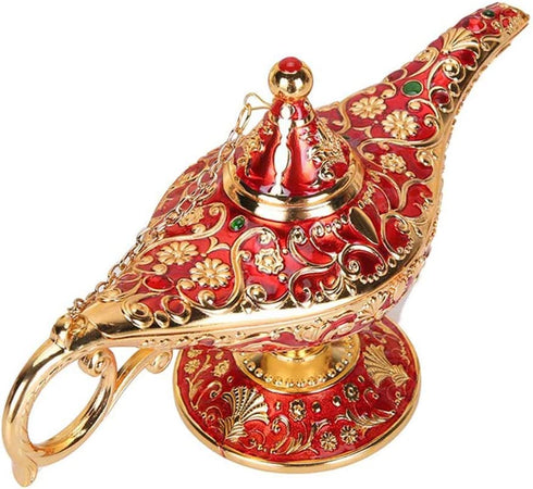 AZLACO Classic Luxury Aladdin Magic Lantern lamp Red Genie of The lamp Pot Alloy Table Decoration Gift and Present not a Real lamp, but Much Better Than Real a lamp Decorative Gifts only