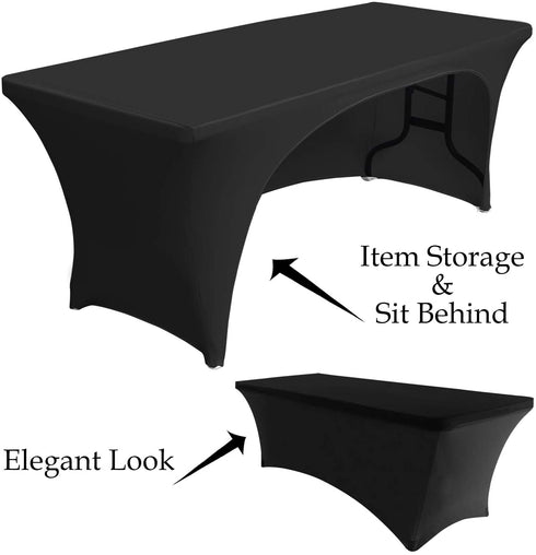 ABCCANOPY Spandex Open Back Table Cover 6 ft. Fitted Polyester Tablecloth Stretch Spandex Tablecover Table Toppers 30+ Colors