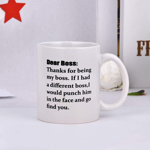 Dear Boss Coffee Mugs for Boss Day Mugs for Boss Funny Boss Mug for Boss on Boss Day 11Oz
