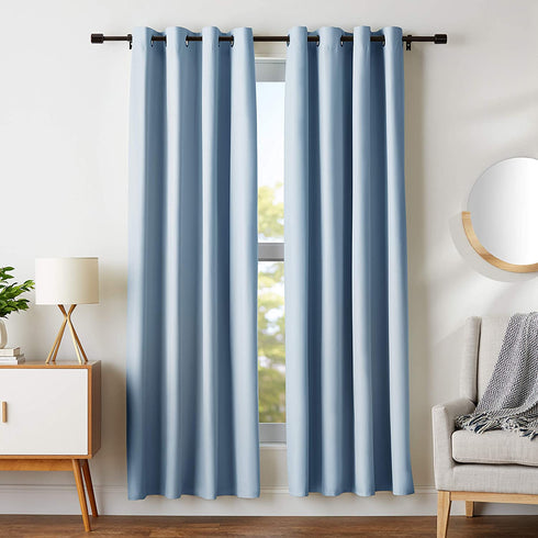 Amazon Basics Room Darkening Blackout Window Curtains with Grommets - 52 x 84-Inch, Light Blue, 2 Panels