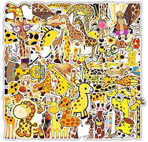 50 Pieces Cartoon Giraffe Stickers Vinyl Giraffe Decals Cute Giraffe Laptop Stickers Waterproof Decorative Stickers for Computer, Luggage, Guitar, Bottle, Refrigerator (Giraffe)
