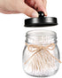 Mason Jar Bathroom Accessories Set 4 Pack - Foaming Soap Dispenser&2 Qtip Holders&Toothbrush Holder-Rustic Farmhouse Decor Bathroom Organizer Apothecary Jar Country Countertop (Black)