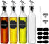 Oil Dispenser Bottle 4 Pack , WERTIOO 17 OZ Glass Olive Oil and Vinegar Dispenser Set Oil Container with Funnel & Pen and Tag for Kitchen