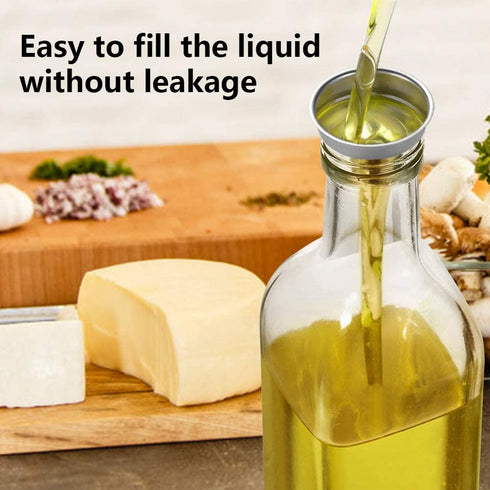 Oil Dispenser Bottle 4 Pack , WERTIOO 17 OZ Glass Olive Oil and Vinegar Dispenser Set Oil Container with Funnel & Pen and Tag for Kitchen