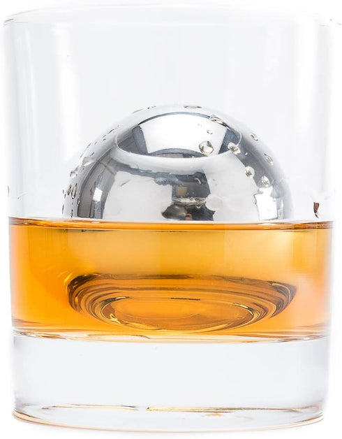 BonBon Large 5.5 cm pair of Whiskey Balls-Reusable Metal Stainless Steel,Scotch,Vodka,Wine Ice Chiller Rocks Gift Set. Chilling Stones Cubes Won't Dilute Your Favorite Drink