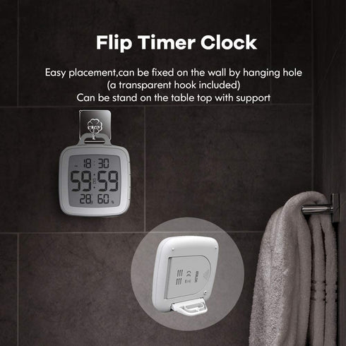 BALDR Digital Shower Clock with Timer | Waterproof Design, Perfect for The Bathroom - Displays Time, Temperature, and Humidity(White)