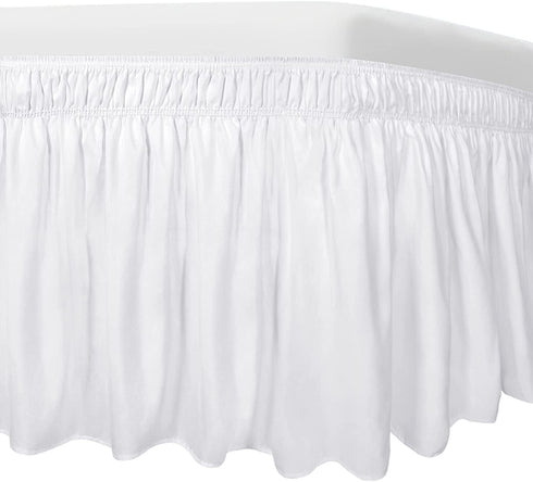 Easy-Going Bed Skirt for Queen or King Size Bed, 18 Inch Tailored Drop, Fitted with Adjustable Elastic Belt, Convenient to Use Without Lift The Mattress (Queen/King, White)