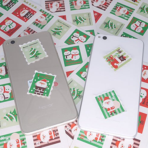 Merry Christmas Holiday Stamps Creative Sticker Assortment, 100 Stickers - Best Gift for Kids! Santa, Christmas Tree, Snowman and Christmas Stocking ( 10 Sheets)