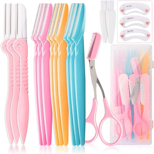 12 Pcs Eyebrow Razor, Face Razors for Women, Exfoliating Eyebrow Trimmers, Eyebrow Grooming Shaper for Women Face, Peach Fuzz, Hair Removal, Facial Razors for Women Face Dermaplane Glow Razor