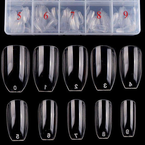 Acrylic Nails Tips Short Coffin 500PCS Ballerina Artificial False Nail Tip Full Cover 10 Sizes with Box for Art Salons & Home DIY by Beuniar (Clear)