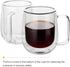 8 oz Double Walled Insulated Glasses Coffee Mug with Handle, Espresso Mugs(Pack of 2), Glass Coffee Mugs for Americano, Latte, Beverage, Cappuccino, Espresso