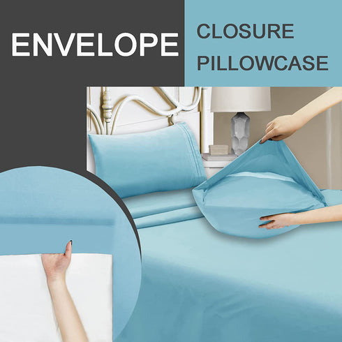 Mejoroom Full Bed Sheet Set - Super Soft Brushed Microfiber 1800 Thread Count Full Sheets with 15 inch Deep Pocket - Wrinkle Free - Breathable and Hypoallergenic - 4 Piece(Full, Aqua)