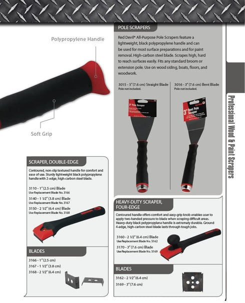 Red Devil 3160 2 1/2" Heavy-Duty Four-Edge Scraper with Contour Handle
