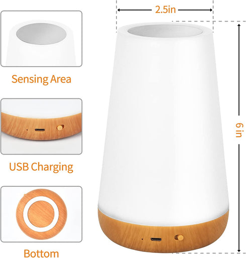 Martine Mall Bedside Table Lamp, Touch Night Light with 5 Level Dimmable Warm White Light, 13 Color Changing RGB LED Desk Lamp with Portable Senor Remote Control Small Nightstand Lamp