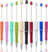 PASISIBICK Plastic Beadable Pens, Assorted Bead Pens for DIY PPL Gift with Shaft Black Ink, 10 Pieces