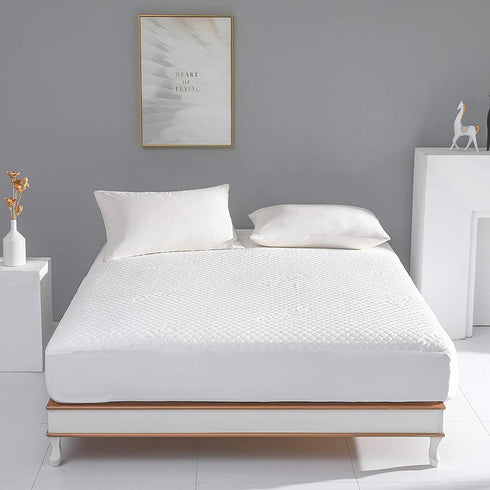 Twin Size Bed Waterproof Bamboo Mattress Protector-Cooling Fitted Mattress Pad Cover with Deep Pocket Up to 15''