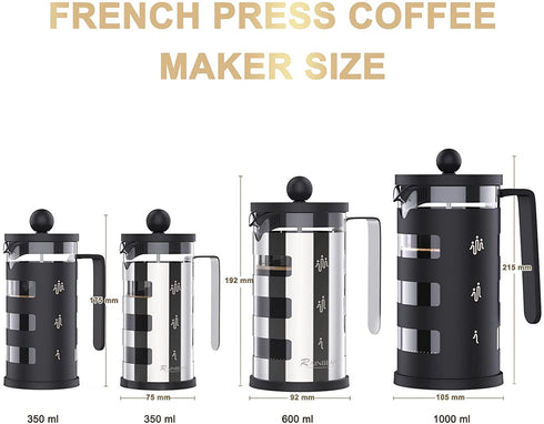 Large French Press Coffee Maker 34 oz, Stainless Steel French Press 1000 ml, 100% BPA Free French Press Glass