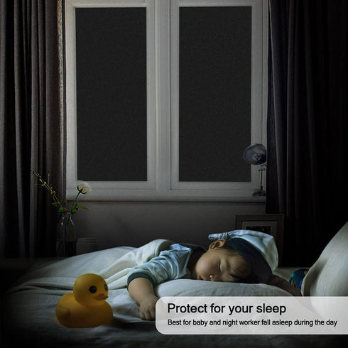 Finnez Blackout Window Film Privacy No Glue Necesary Static Cling,Anti-UV,Black Window Film 100% Light Blocking for Home Or Office(17.5 x 78.7 Inches)