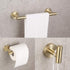 Bathroom Brushed Gold 3-Piece Accessories Set SUS304 Stainless Steel Bath Shower (Robe Hook, Toilet Paper Holder, 12" Hand Towel Bar) Contemporary Style