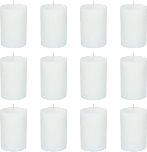DEYIR 12 Pack 2x3 Inch Pillar Candles, Unscented Column Candles for Home Restaurants Spa Church Weddings, Smokeless Dripless and Clean Burning Emergency Candle - White