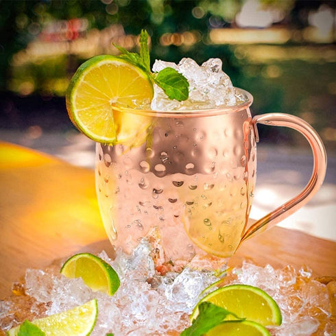 Moscow Mule Copper Mugs, Beer Glasses, Gift Set of 2, 16 oz, Food Safe HandCrafted Hammered Mug Pure Solid Copper Beer Mugs Wine Tumbler Cups, xmas Gift Set With 2 Cocktail Copper Straws