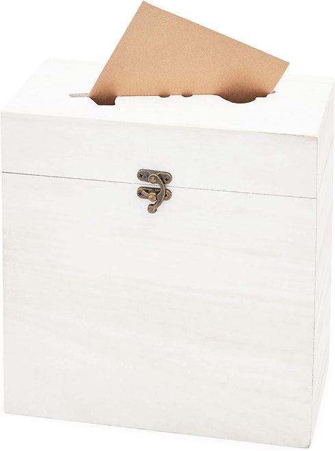 Juvale Rustic Card Box for Wedding (White, Pack of 1)