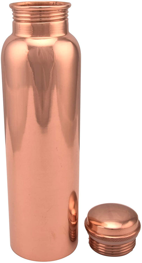 VIBRANICS's Aquatic Copper Water Bottle 34oz - Leak Proof - Ayurvedic Copper Bottle -Perfect Ayurvedic Copper Vessel for Sports, Fitness, Yoga - Natural Health Benefits - Plain - Made in India