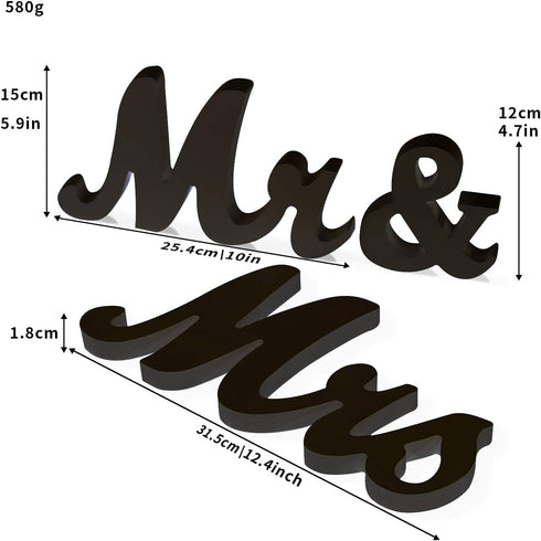 Bloobloomax 6 Inches High Wooden Mr and Mrs Sign Rustic Mr & Mrs Letters Wedding Signs,Photo Props,Party Table,Top Dinner,Rustic Wedding Decorations (Black)