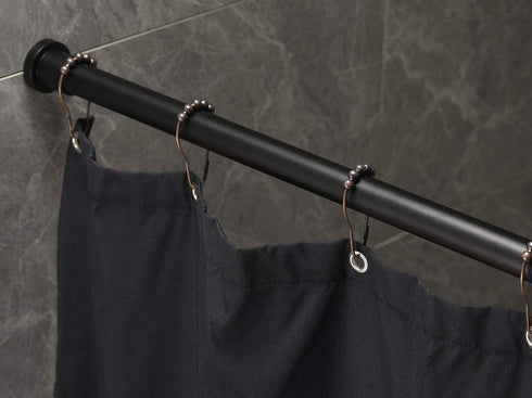 BRIOFOX Tension Curtain Rod 27-43 Inches, Rust-Resistance Shower Curtain Rod for Windows or Doorways, Matte Black