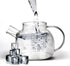 Glass Water Pitcher Carafe with Stovetop Safe Teapot with Tea Ball Infuser for Blooming Tea, Juice Jug, coffee,1000ml/ 34oz?High borosilicate glass?Sharemee