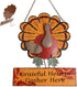 MorTime Thanksgiving Hanging Turkey Wall Decor Welcome Sign, 15" Metal Hanging Turkey Art Door Wall Sculpture, Harvest Turkey Decor for Home Office Thanksgiving Decorations